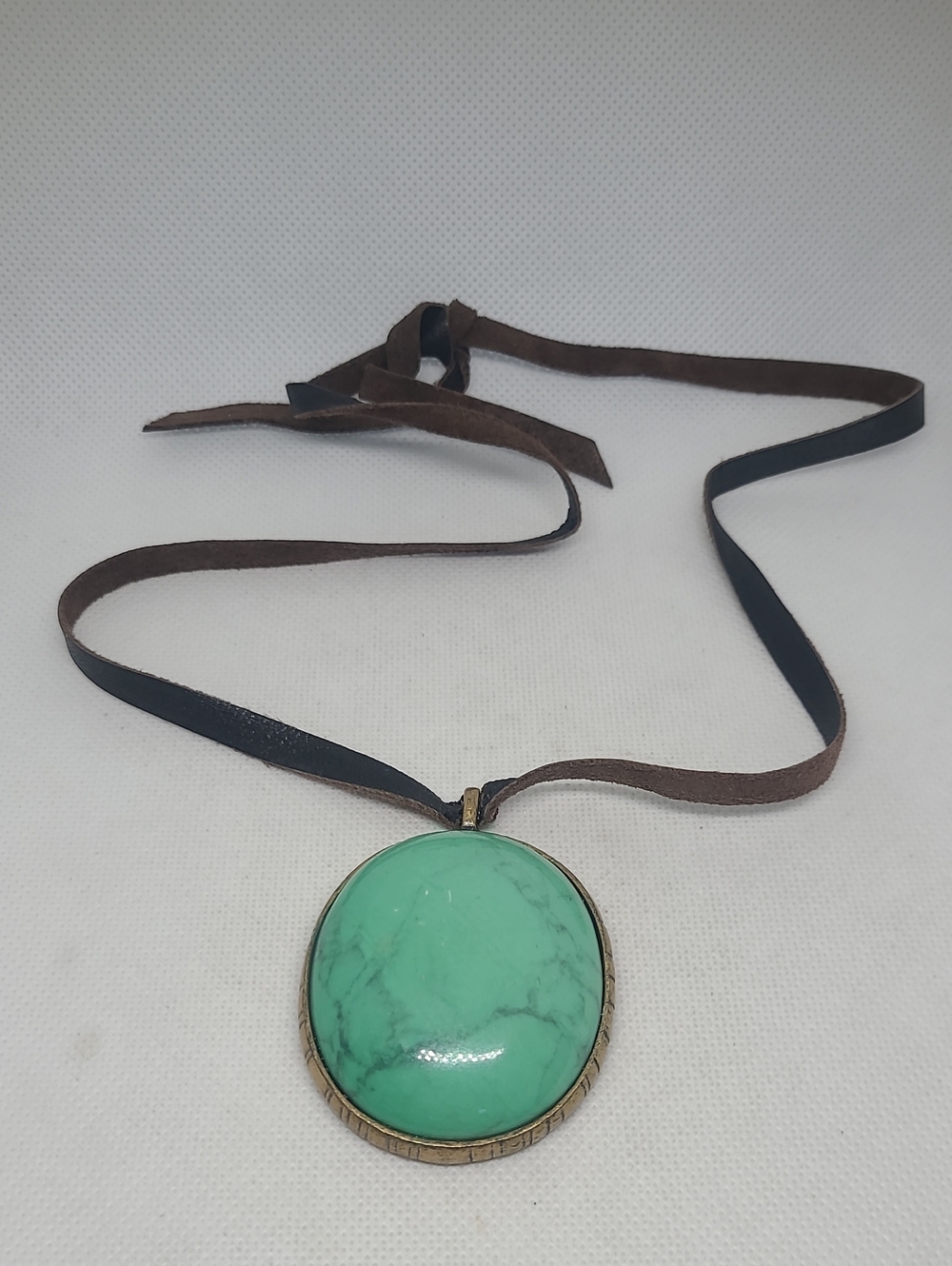 Lucky Brand Necklace Faux Brown Leather Adjustable